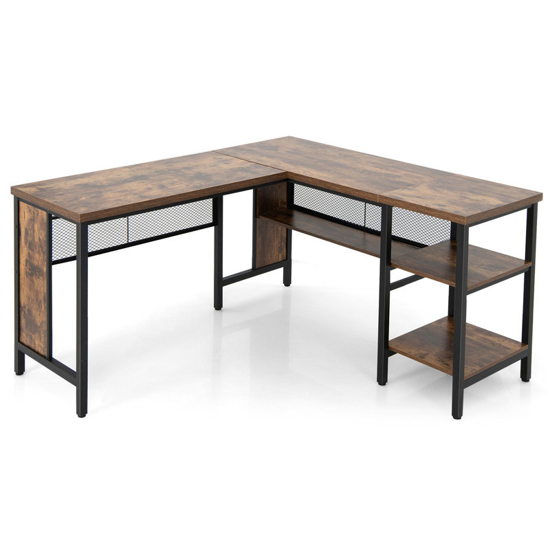 L-Shaped Metal Base Computer Desk