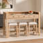 Ensemble de table de salle à manger pour 3 personnes TREXM, ensemble de table et chaises de cuisine rétro avec 3 tiroirs de rangement, idéal pour les petits espaces (naturel)-901489850-901489852