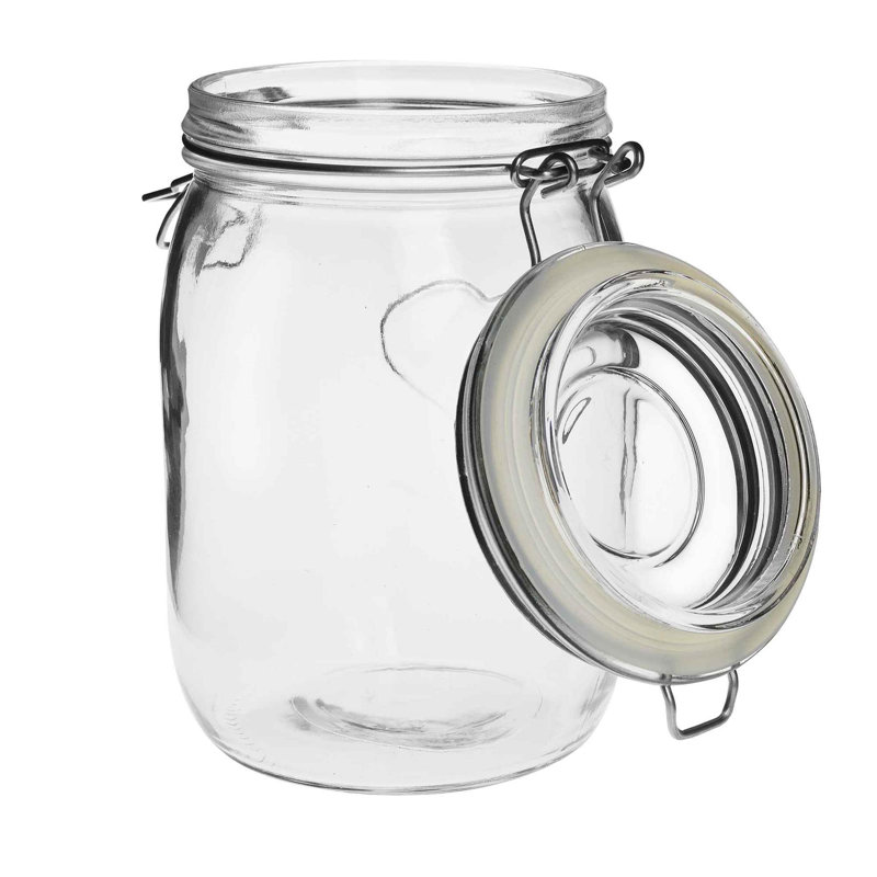 Nicola Spring - Heart Glass Storage Jars, 17cm H x 10.5cm W x 10.5cm D, Clear
