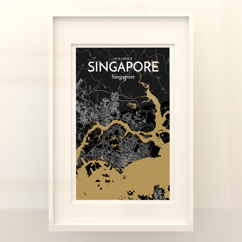 Singapore City Map In Luxe - No Frame Print, 36cm H x 24cm W x 0.05cm D
