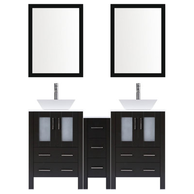 72'' Double Bathroom Vanity with Stone Top