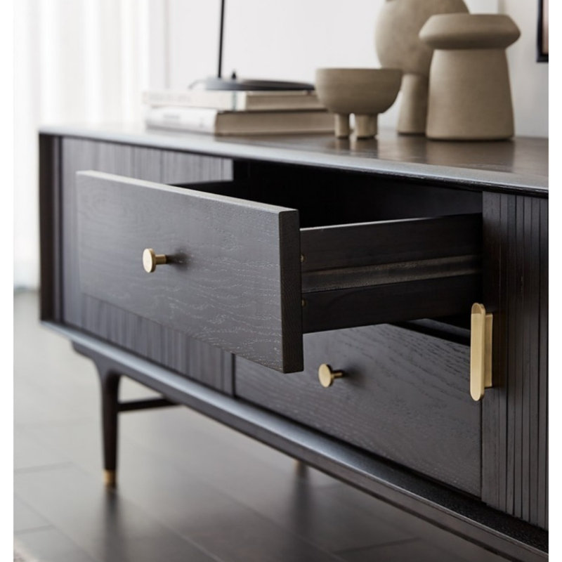 Crédence de rangement vintage en bois massif l 78,7 po, Noir, L 78,7 po x P 17,7 po x H 22,8 po