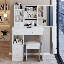 Table de coiffeuse compacte avec grand miroir coulissant, rangement multicouche et tabouret rembourré pour les petits espaces-118039702