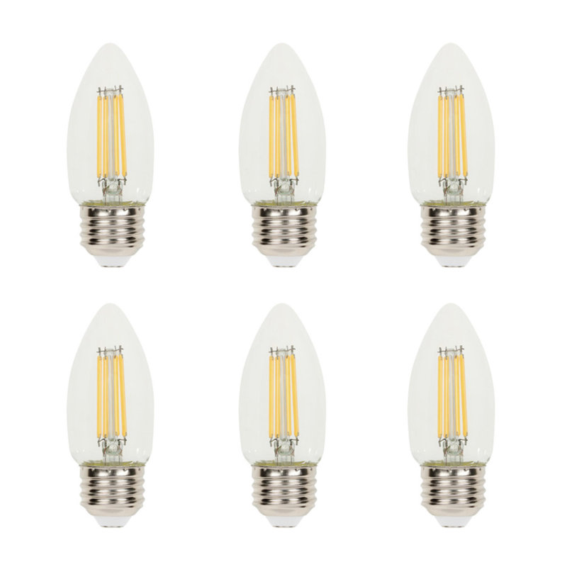 4.5 Watt (60 Watt Equivalent) Clear B11 Dimmable Filament LED Light Bulb, Medium Base, 6 Pack