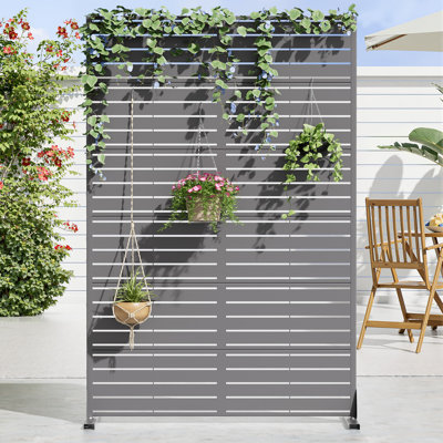 72" x 47" Freestanding Metal Privacy Screen Fence Panels Garden Trellis Outdoor Divider for Patio, Balcony, Backyard, Pool, Indoor Room