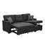 Canapé modulaire en lin gris anthracite de 76,5 po avec lit escamotable, méridienne réversible, espace de rangement, conception, coussins mi-ferme, rangement facile pour une chaise, coussins rembourrés de mousse, noir, 3 pièces