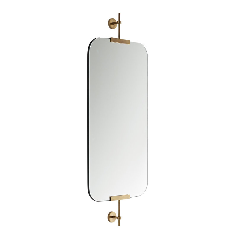 Madden Flat Metal Wall Mirror, Antique Brass