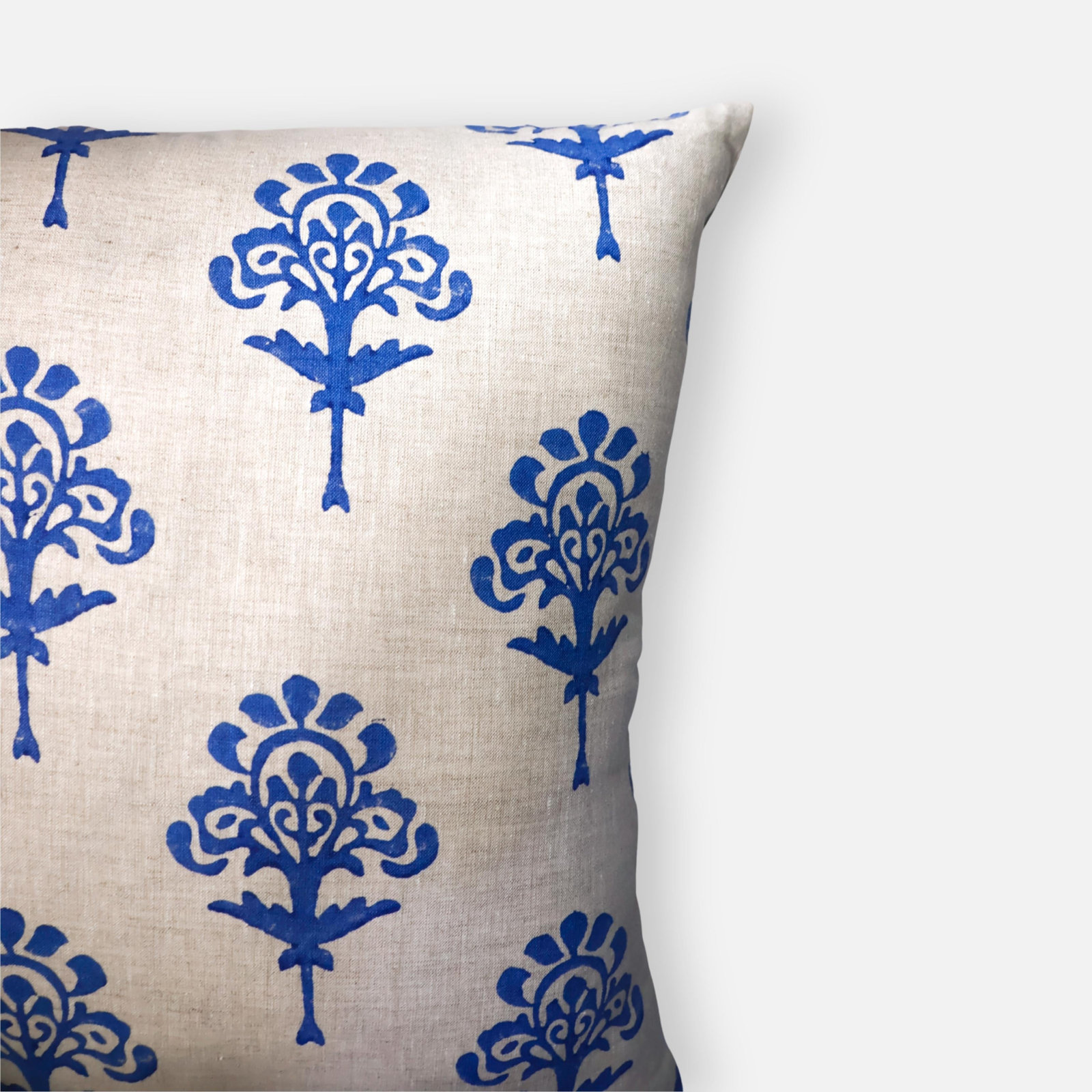 Linen Pillow Cover, Square 20", Blue/Beige Abstract