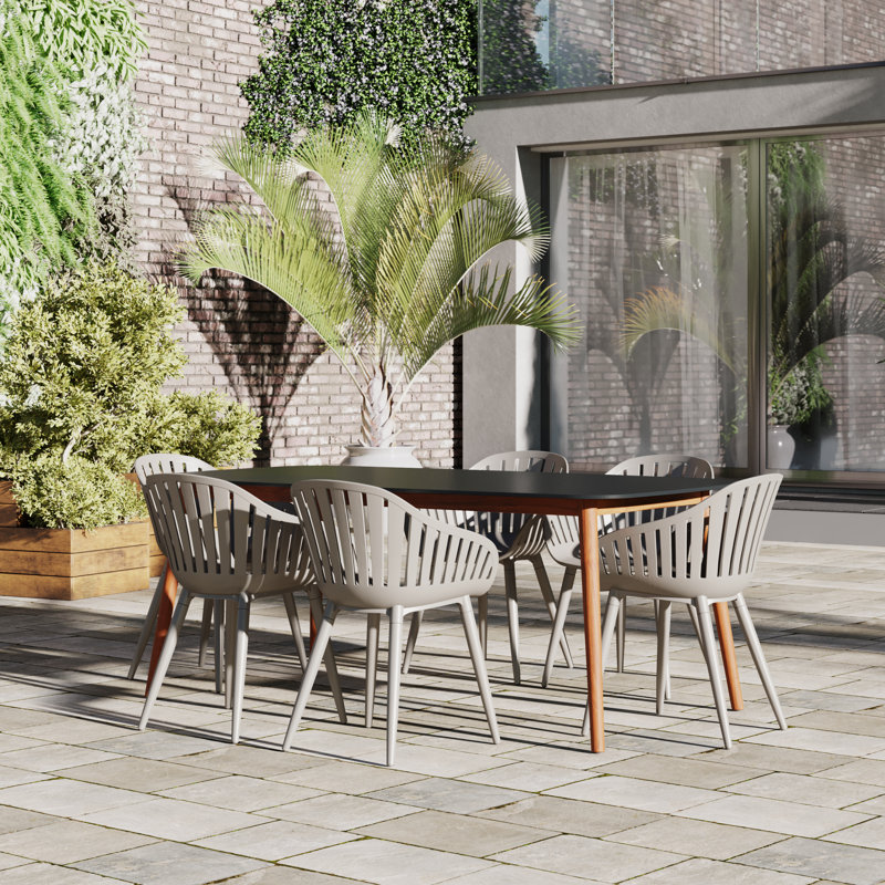 Anautica 6 - Person Patio Dining Set with Rectangular Table, Gray