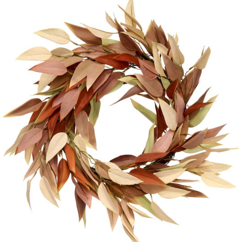 Couronne en polyester feuille d'eucalyptus 22 po