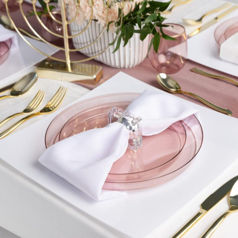 Assiettes plates en plastique transparent 10 pouces, Ensemble de 70