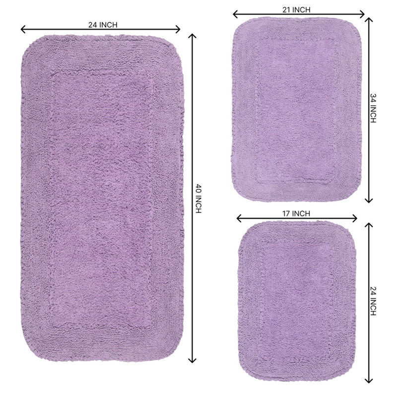 Tapis pour salle de bain 100% coton avec envers en latex Brunton Collection (ensemble de 5), Mauve