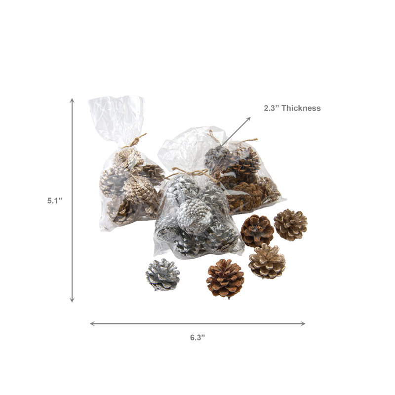 Pommes de pin assorties en sac de plastique - Paquet de 4
