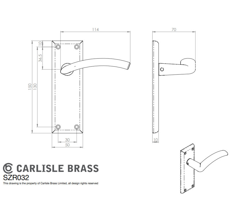 Trenta Latch Door Handle, Satin Nickel