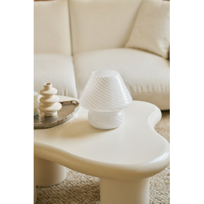 Glass Mushroom Table Lamp, Standard, White Stripe
