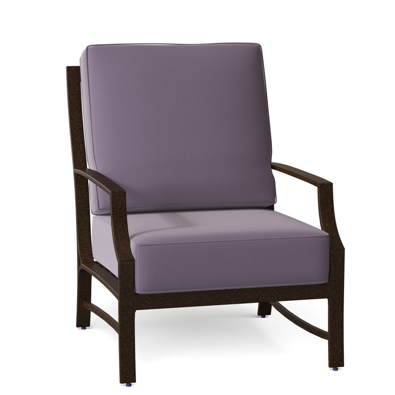 Seal Cove Outdoor Lounge Chair, Spectrum Denim Sunbrella® Plainweave, Chestnut Brown