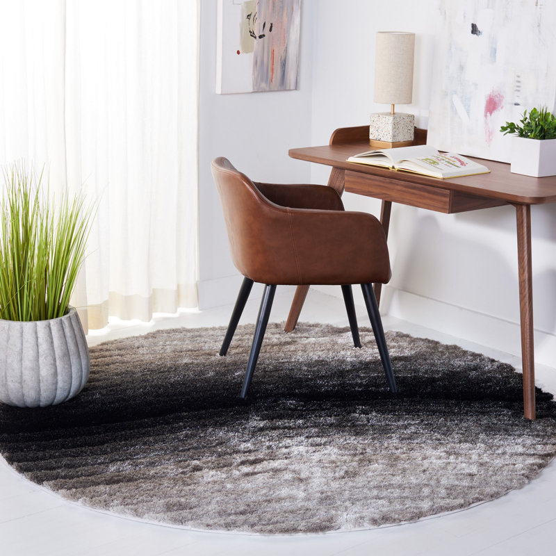 Cimah Shag Hand Tufted Performance Solid Color Rug, Round 6'