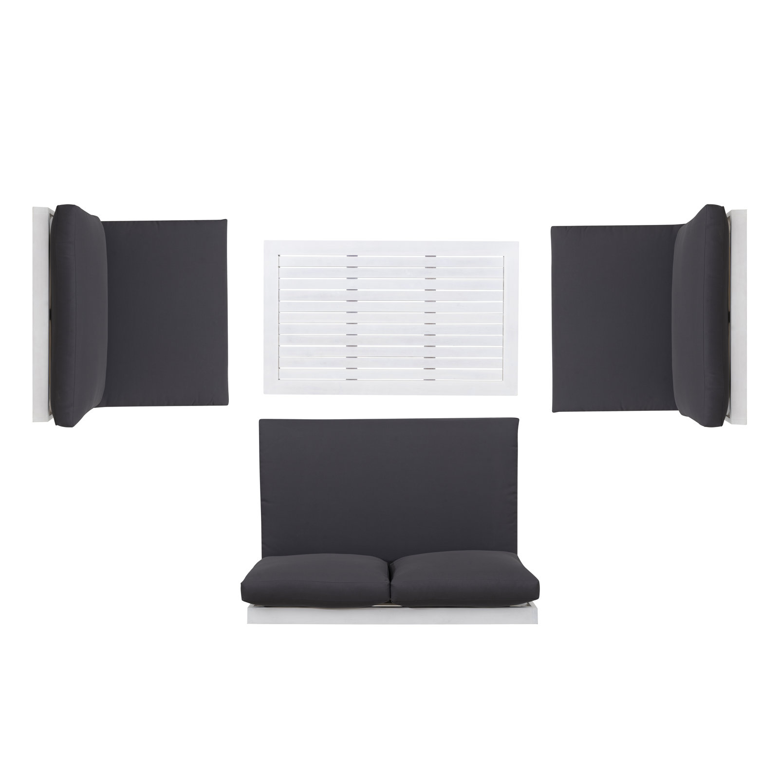 Fishbein Outdoor TK 4 Piece Set, Gray Cushion/White Frame