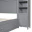 Grand lit en bois avec armoire, tablette et prises tout-en-un-985043766