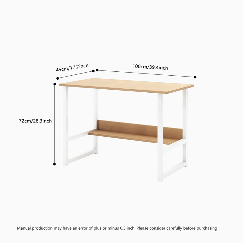 Bureau d'ordinateur Bureau de bureau simple Bureau de chambre à coucher Bureau d'étude à domicile pour étudiant, bureau d'ordinateur de bureau à domicile avec bibliothèque, bureau d'ordinateur en bois avec tablettes de rangement