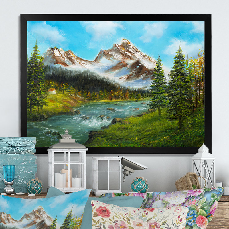 «Beautiful Spring River in Mountain II», reproduction d'art sur toile, Cadre photo noir, H 8 po x l 12 po x P 1 po