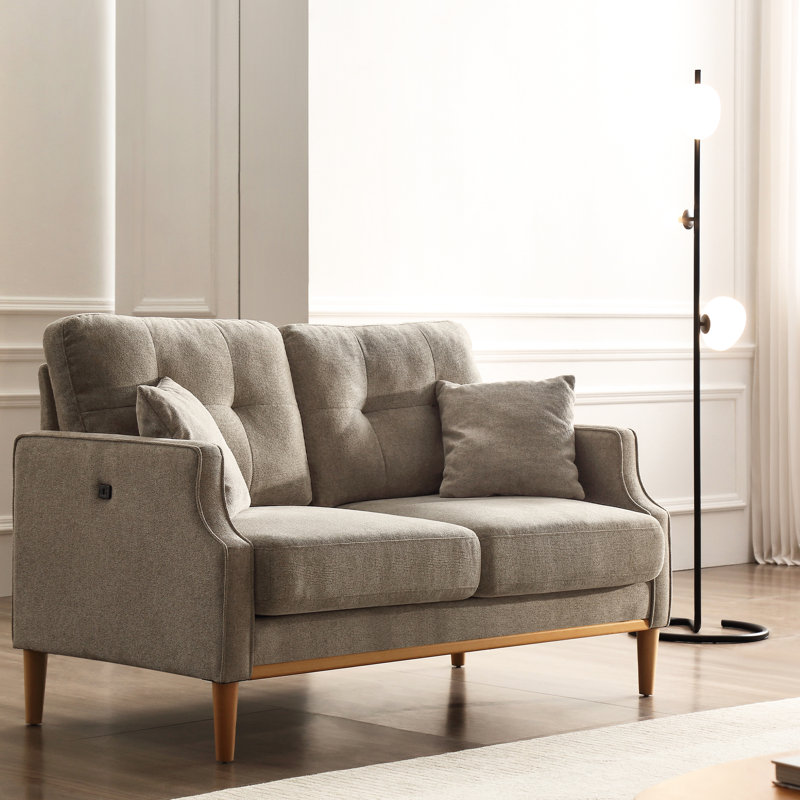 Espace de vie 2 places en crème, tissu imperméable, porto, mousse haute densité pour un repos confortable, revêtement en tissu, rembourrage