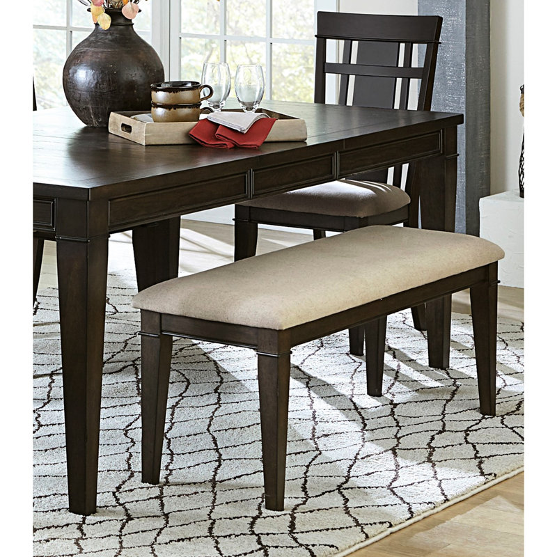 Banc brun foncé de 48 po avec siège rembourré en tissu beige pour un attrait durable de 48 po dans un magnétisme persistant