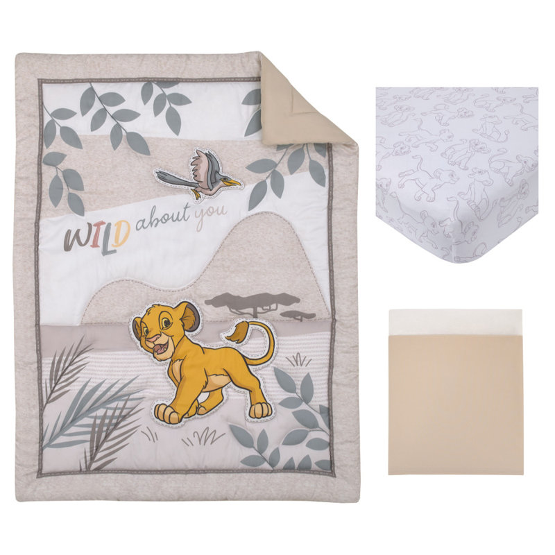NoJo Disney Lion King Wild About You Simba 3 Piece Nursery Crib Bedding Set 
