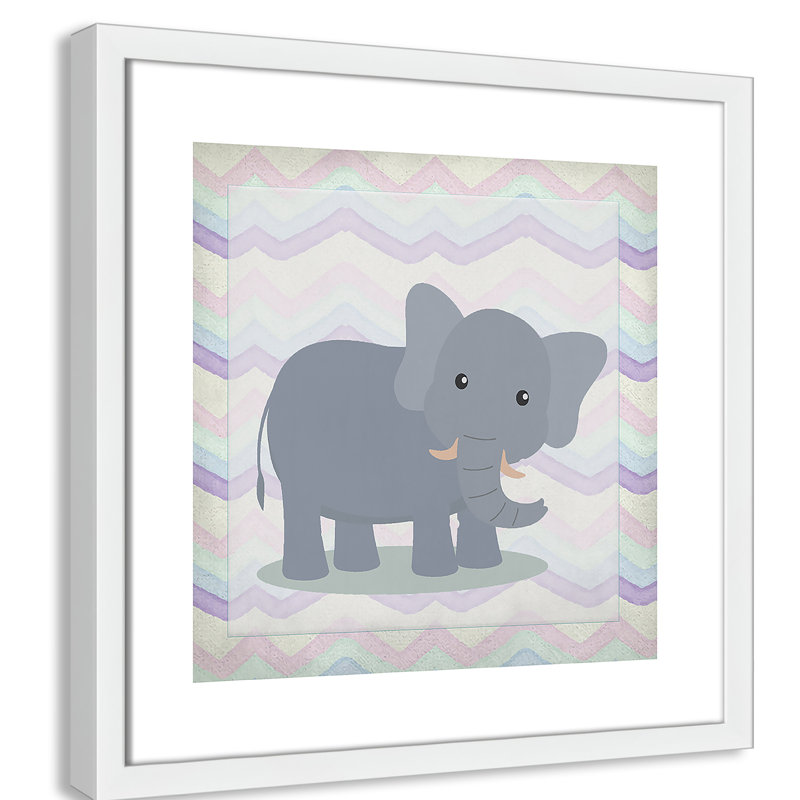 Art de l'éléphant rose, Encadré de boîte blanc, H 16 po x l 16 po x P 1,18 po