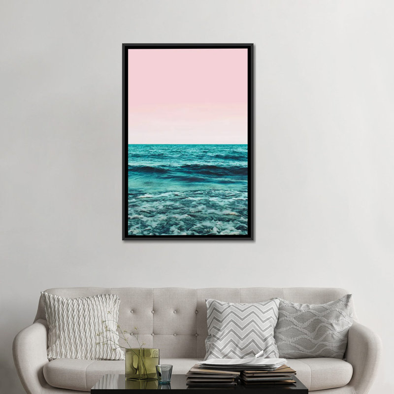 «Ocean», impression sur toile, H 60 po x l 40po x P 1,5 po, Toile avec cadre flottant noir, Pas de tapis