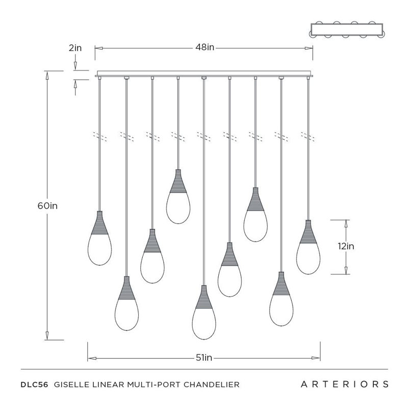 Giselle Linear Multi-Port Chandelier, 9, Does Not Apply" H x 51" W x 11" D