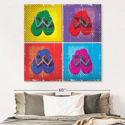 " Halftone Flip Flops " 4 - Pieces