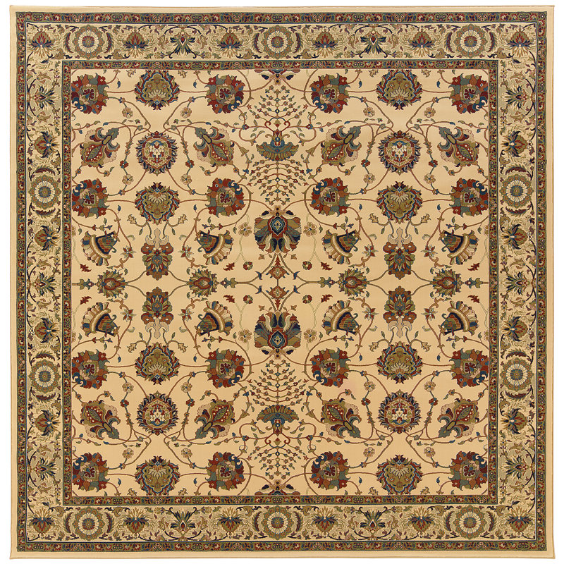Tapis oriental brun / ivoire Shelburne, Carré 8 pi