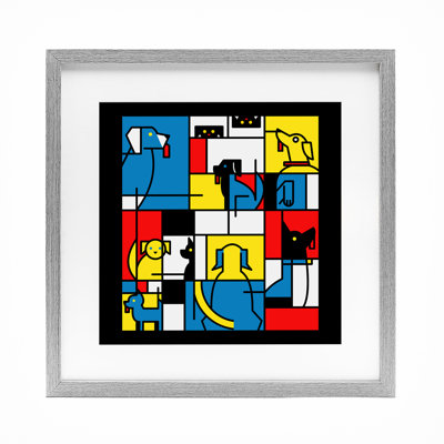 «Color Block Dogs», reproduction abstraite encadrée sous verre, conception de Tobe Fonseca