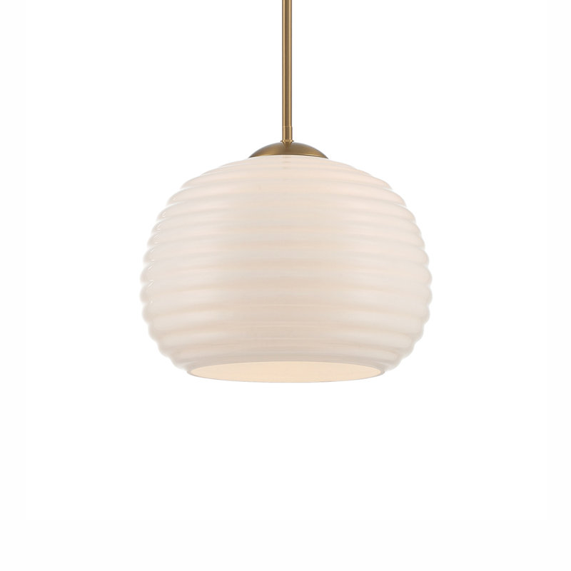Poe 1-Light Dimmable Steel Pendant Light with Glass Shade