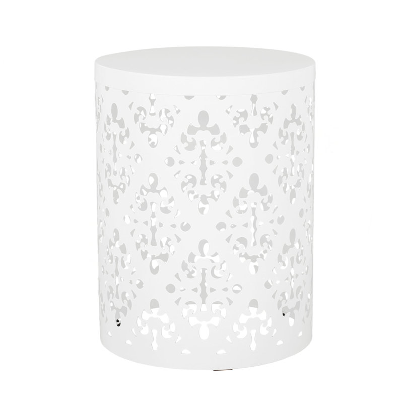 Metal Table - Large For Outdoor Use, With Stylish And Frame Powder-Coated Iron End Large, Modern, White