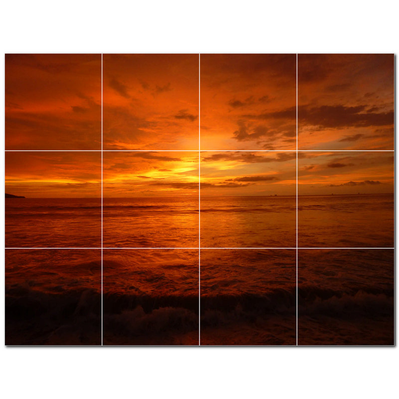 Murale décorative en céramique 4,25 po x 4,25 po Sunset