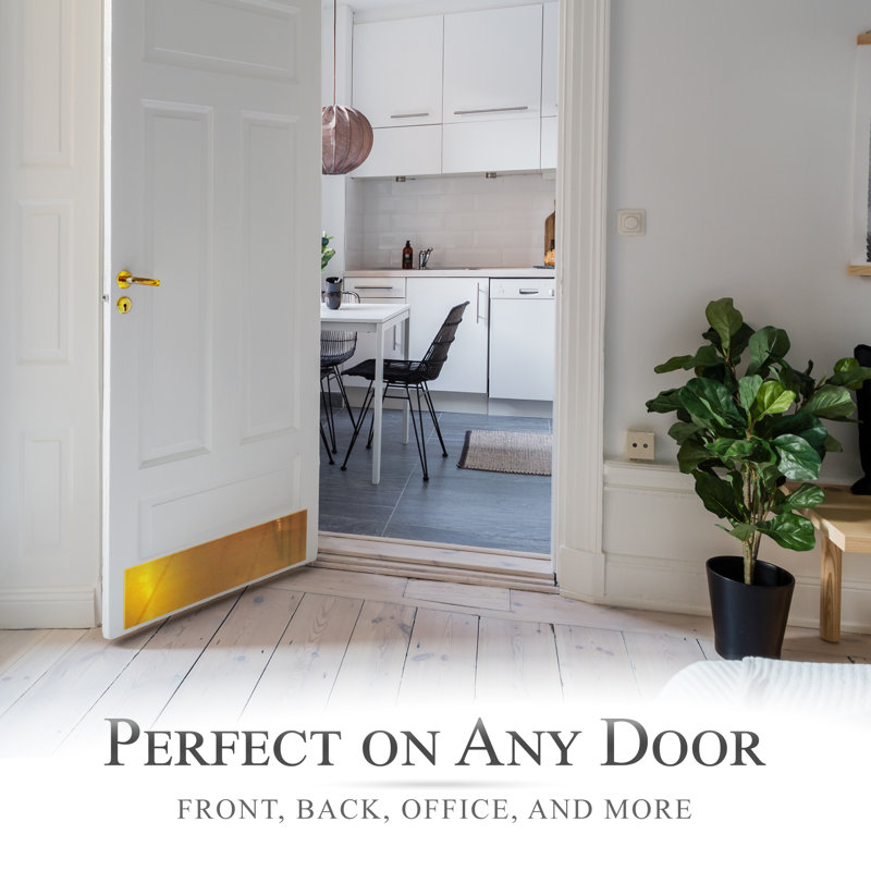 Plaque de protection pour porte Ackman - Aluminium anodisé - Support magnétique pour portes en acier, Laiton brillant