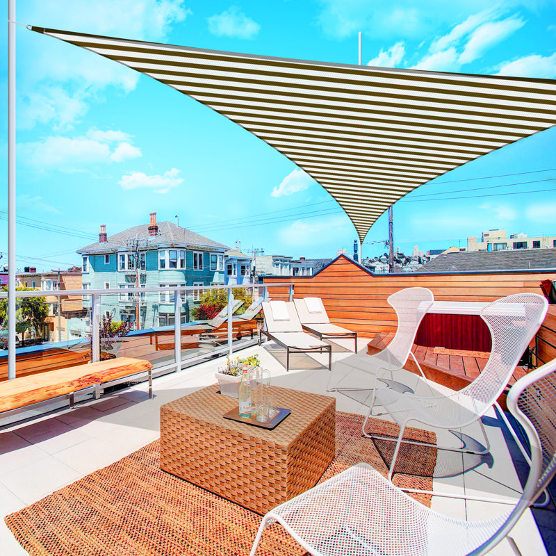 Coffee and White HDPE Triangle Sun Shade Sail for Patio