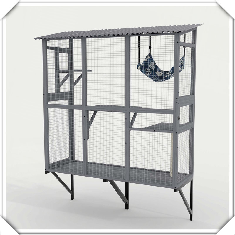 Catio extensible avec 3 plateformes et hamac 3 portes pour une utilisation toute saison