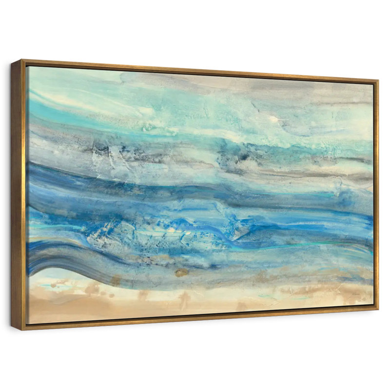 Vagues de l'océan, 25 po x 17 po, Cadre flottant doré