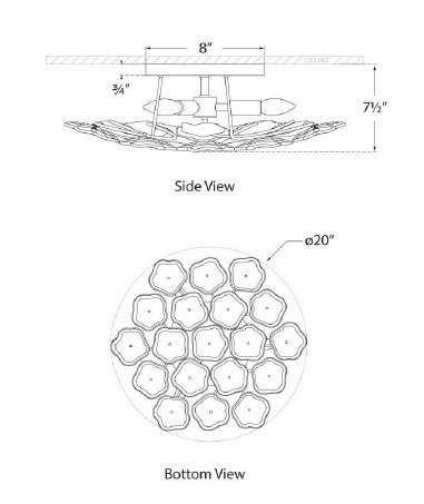 kate spade new york Leighton Medium Flush Mount, Polished Nickel, Blush Tinted