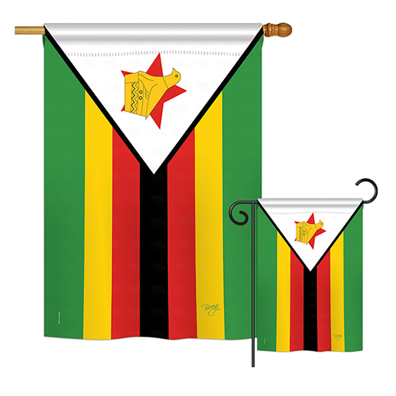 Drapeau de polyester vertical décoratif à 2 côtés zimbabwe du zimbabwe du monde