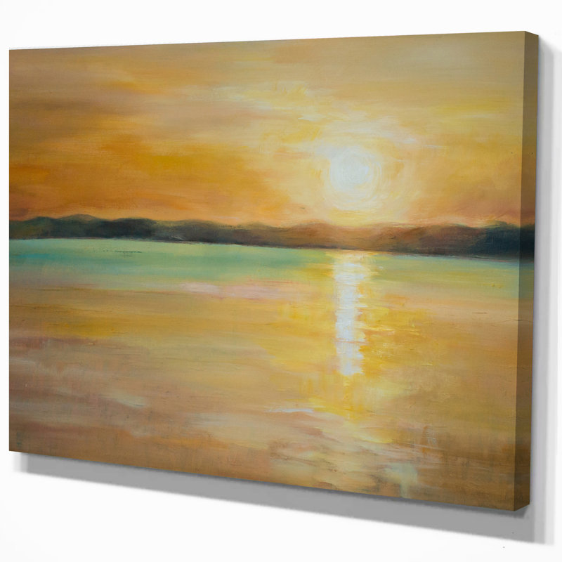 Sunset over the horizon-impression d’art graphique sur toile tendue, H 20 po x l 20 po x P 1 po