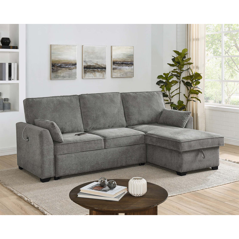 Fabric With Square Arms Sofa, Gray Fabric