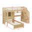 Lit mezzanine simple au-dessus de simple avec bureau intégré, escalier, compartiments de rangement et tablettes-289838389