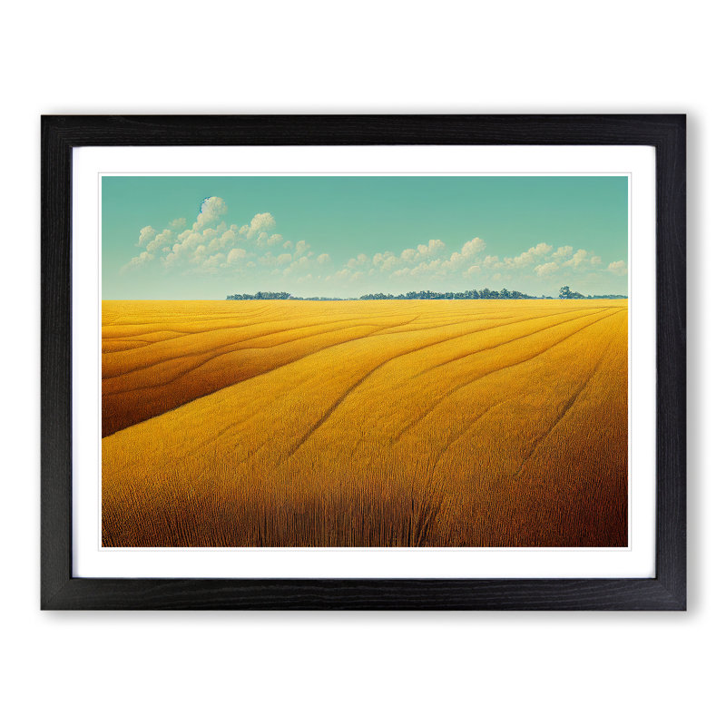 Charming Wheat Field - Single Picture Frame Painting, Black, 34cm H x 46cm W x 2cm D