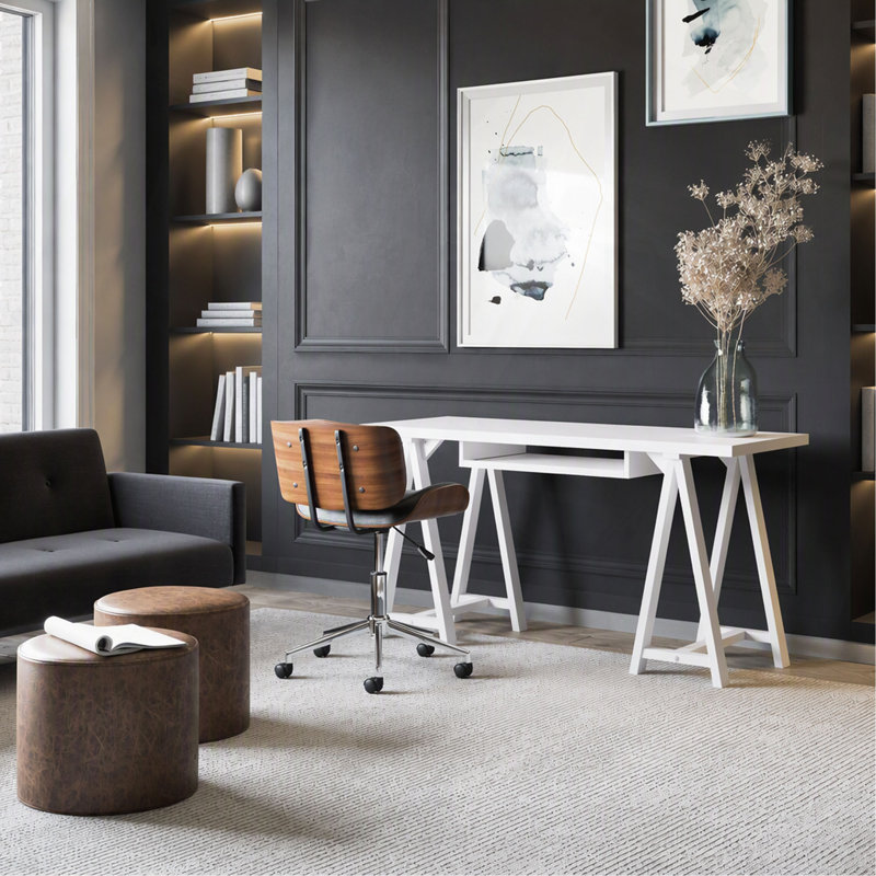 Bureau en bois massif Spokane, Blanc