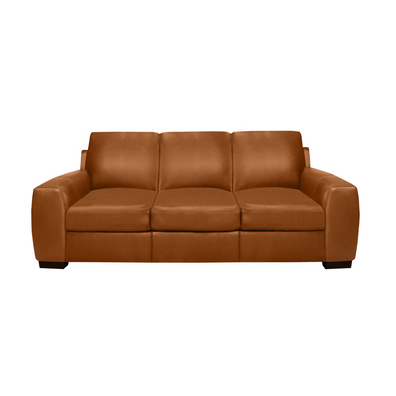 Causeuse Lynsey, Cuir véritable brun moyen, H 36 po x l 86 po x P 37 po