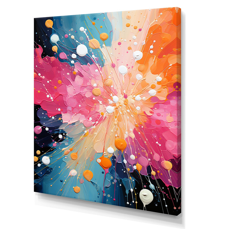 Rose et bleu néon Pop Art III - art mural Pop Art, Toile tendue, H 60 po x l 40 po x P 1,5 po